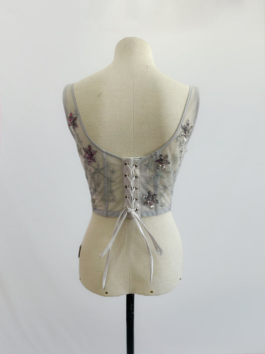 Jupiter Silver Corset Sample Size 10-12