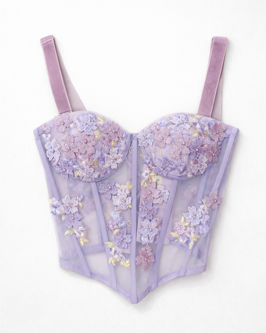 Sample Lilac Hydrangea Bustier – Size 6–8 (One of a kind)
